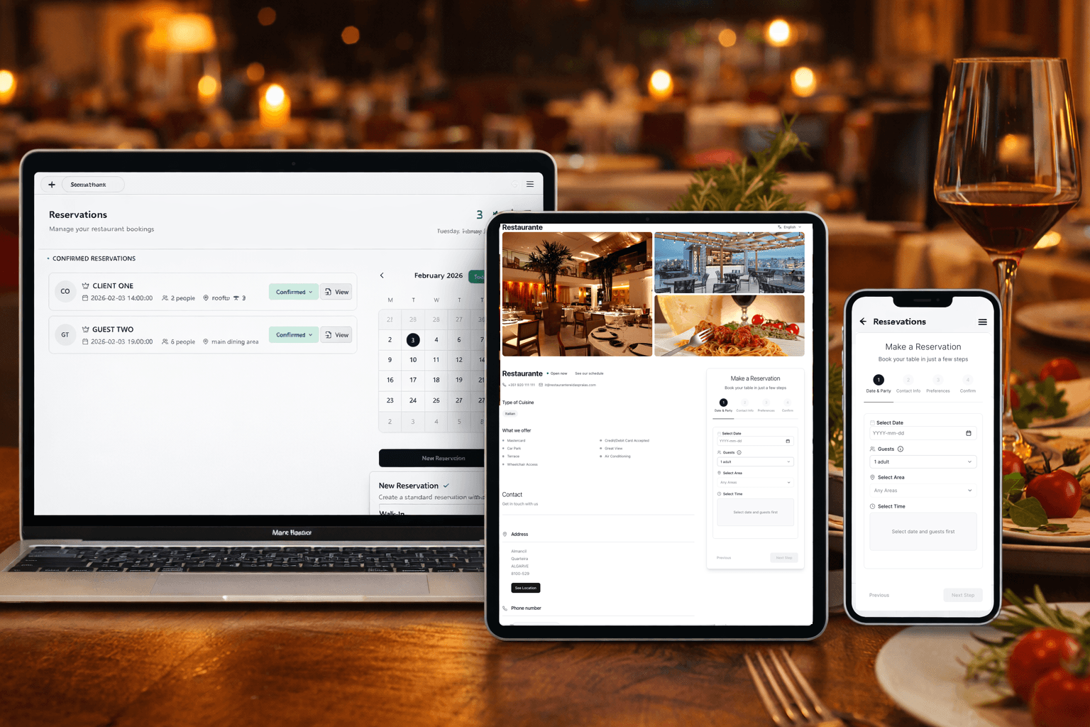 Configurações inteligentes de reservas